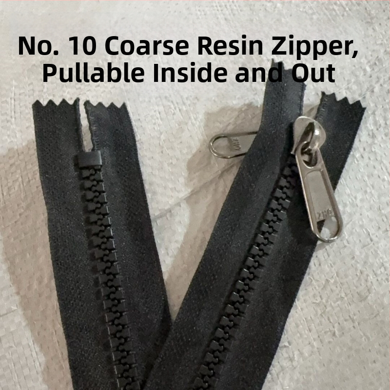 Nr. 10 živicový dvojstranný hrubozubý zips, čierny vnútorný a vonkajší dvojitý zips, určený pre dažďovú záves pre elektrické trojkolesové vozidlo