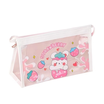 Penar transparent cu desene animate, stil japonez, capacitate mare, pentru elevi, 20x12.5x8 cm