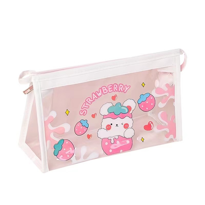 Penar transparent cu desene animate, stil japonez, capacitate mare, pentru elevi, 20x12.5x8 cm