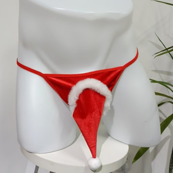 Muške baršunaste tangice – seksi donje rublje, set s božićnom kapom