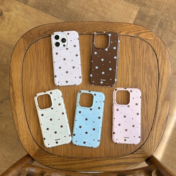Husă pentru iPhone 16 Pro Max, stil coreean, model cu stele pe întregul ecran, IMD dublu, design feminin