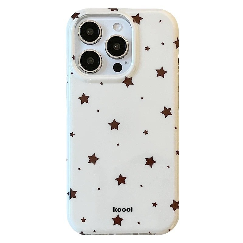 Husă pentru iPhone 16 Pro Max, stil coreean, model cu stele pe întregul ecran, IMD dublu, design feminin
