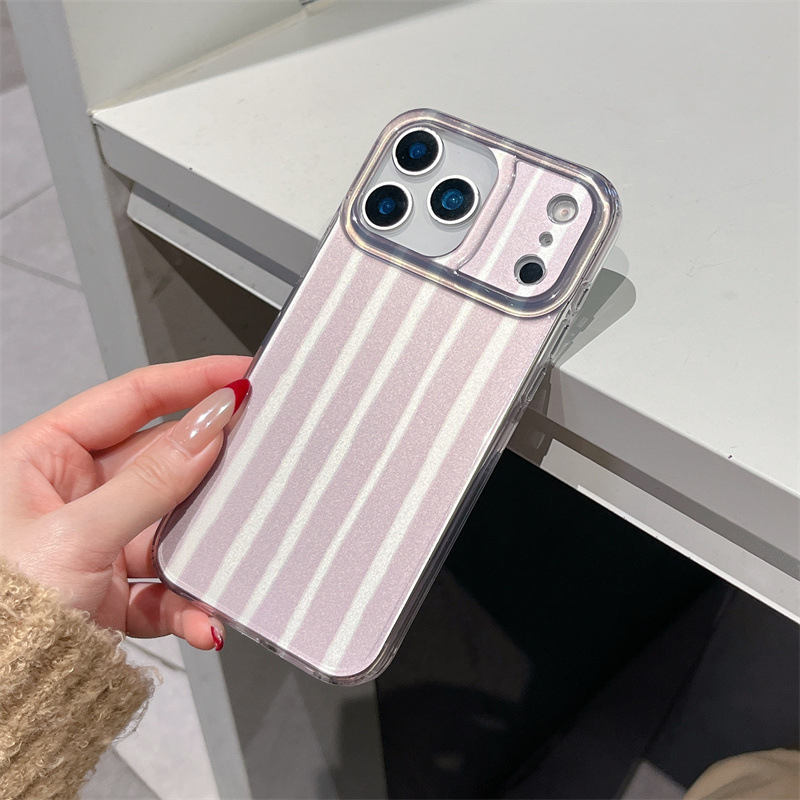 Katic dvoslojni IMD kućište u Ins stilu za iPhone 17, 16 Pro Max te 15/14/13 – ružičasto-zeleni pruge, zaštita od pada