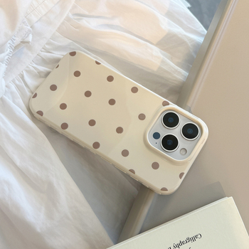 Retro Ins stil s točkicama za iPhone 14 Pro Max — mekani TPU etui, potpuno pokriće, zaštita od pada, boje ljubičasta i antik bijela