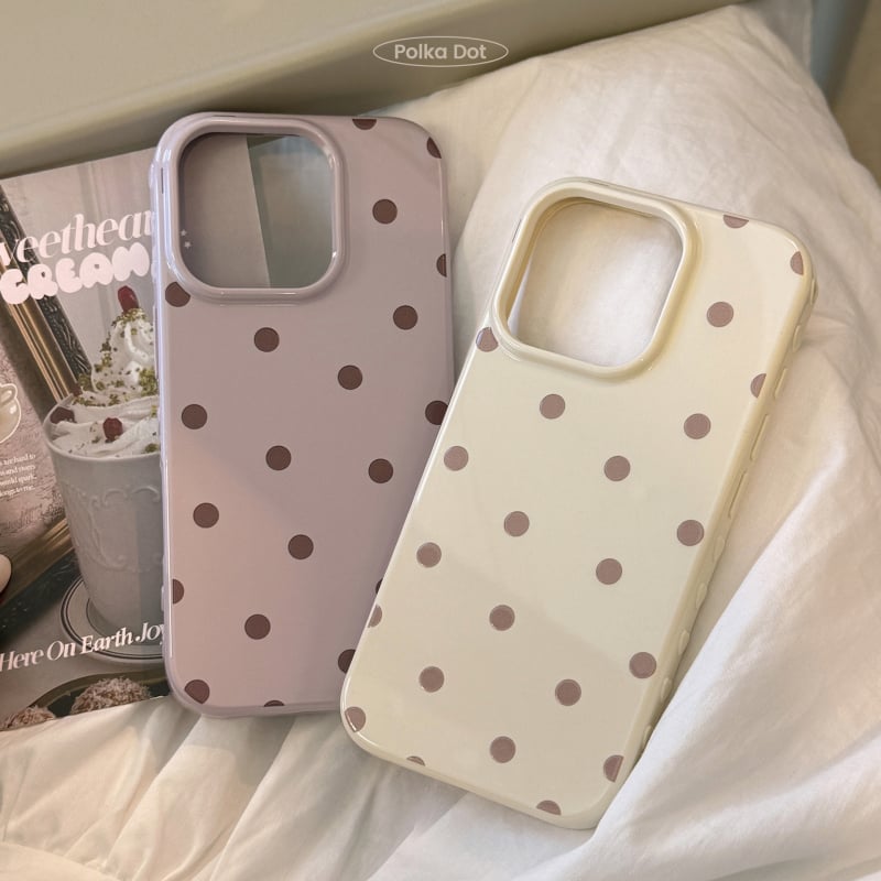 Retro Ins stil s točkicama za iPhone 14 Pro Max — mekani TPU etui, potpuno pokriće, zaštita od pada, boje ljubičasta i antik bijela