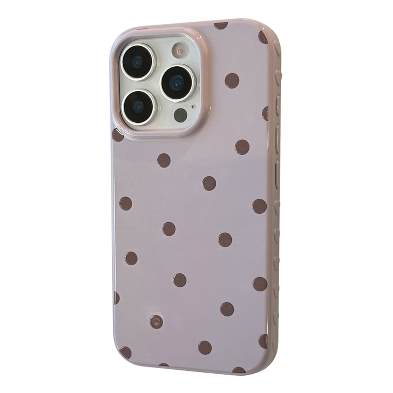Retro Ins stil s točkicama za iPhone 14 Pro Max — mekani TPU etui, potpuno pokriće, zaštita od pada, boje ljubičasta i antik bijela