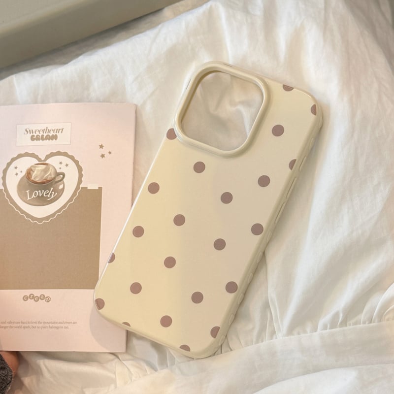 Retro Ins stil s točkicama za iPhone 14 Pro Max — mekani TPU etui, potpuno pokriće, zaštita od pada, boje ljubičasta i antik bijela