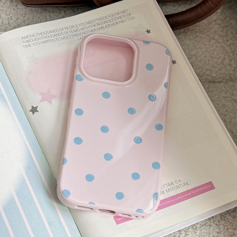 Retro Ins stil s točkicama za iPhone 14 Pro Max — mekani TPU etui, potpuno pokriće, zaštita od pada, boje ljubičasta i antik bijela