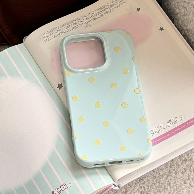 Retro Ins stil s točkicama za iPhone 14 Pro Max — mekani TPU etui, potpuno pokriće, zaštita od pada, boje ljubičasta i antik bijela