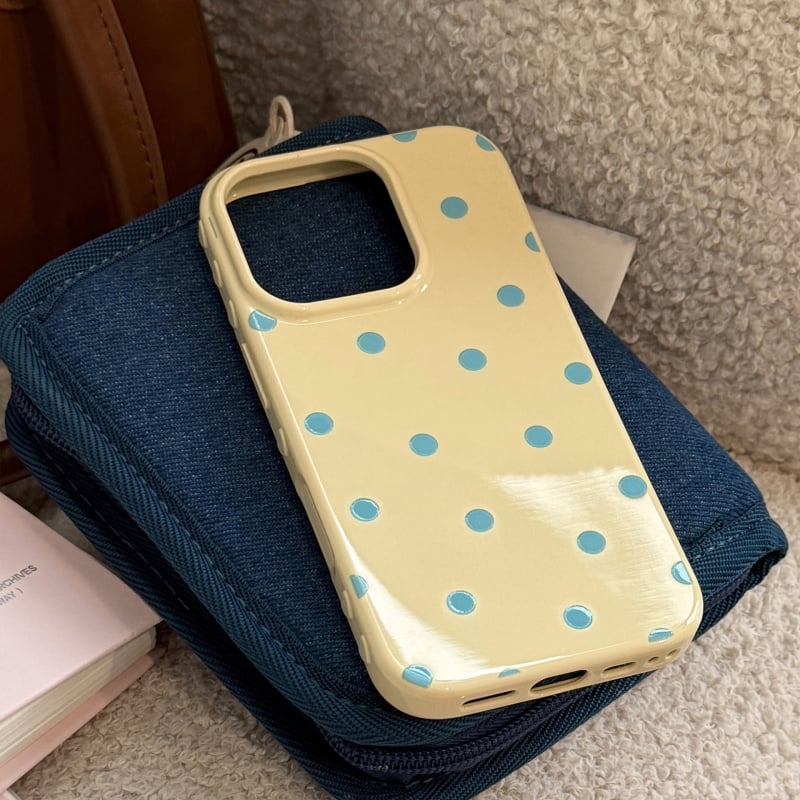 Retro Ins stil s točkicama za iPhone 14 Pro Max — mekani TPU etui, potpuno pokriće, zaštita od pada, boje ljubičasta i antik bijela