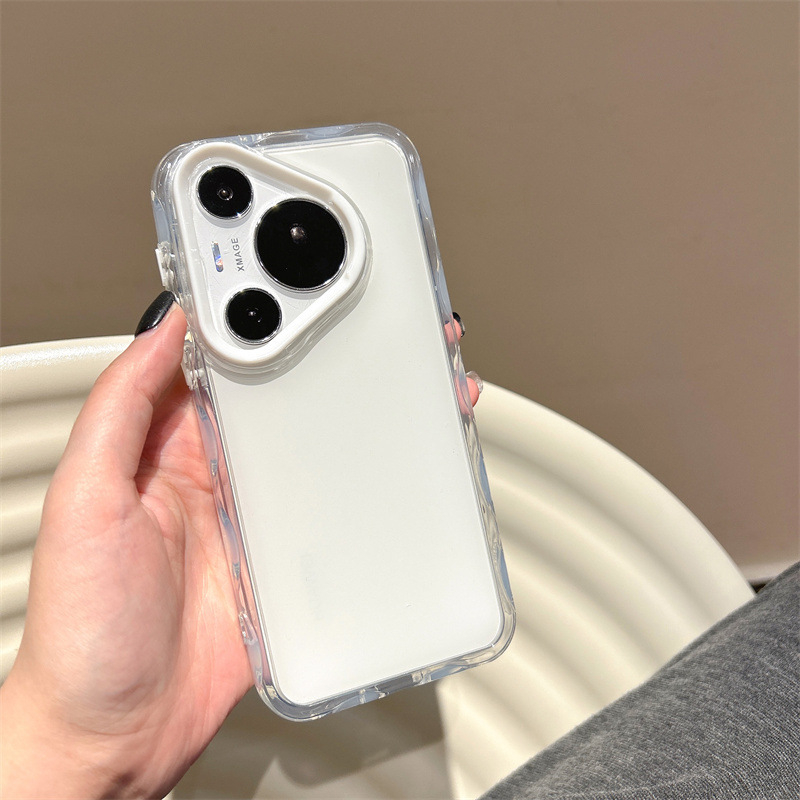 Carcasă din silicon pentru Huawei P70 Pro+ / Mate70 Pro / 60, margine ondulată minimalistă, culoare solidă, protecție anti-cadere, pentru fete
