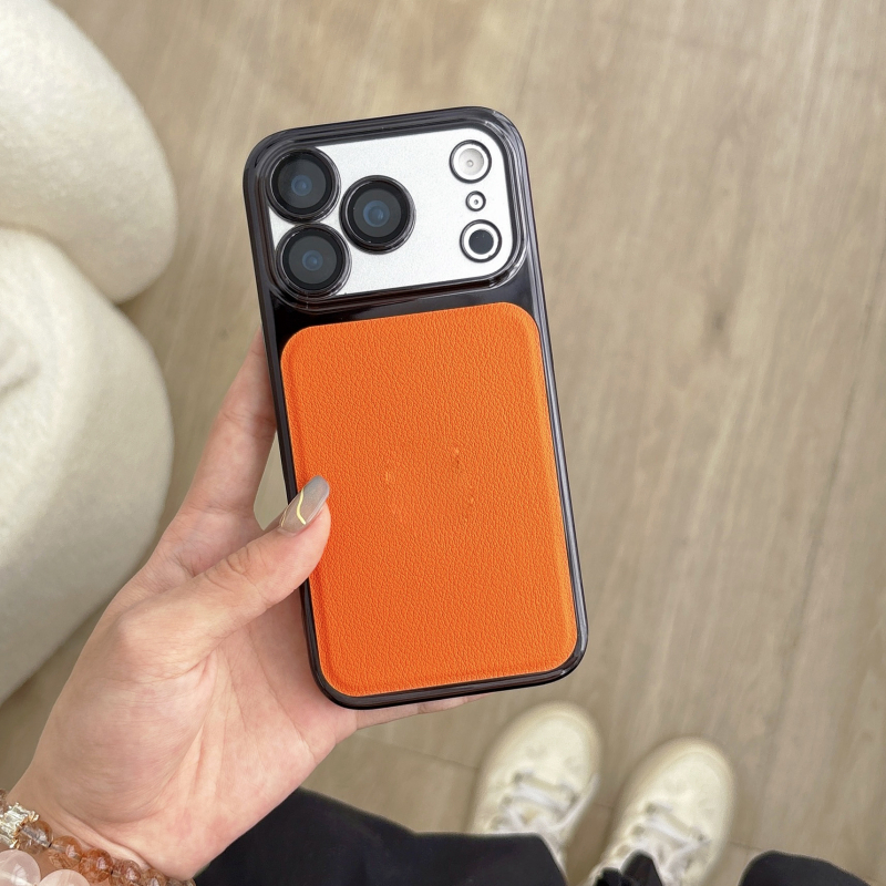 Maska za iPhone s naprednim elektroplatiniranim okvirom i kožnom teksturom, protuklizna, precizni otvori, kompatibilna s iPhone 11–17 serijom
