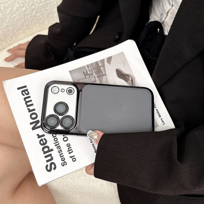 Maska za iPhone s naprednim elektroplatiniranim okvirom i kožnom teksturom, protuklizna, precizni otvori, kompatibilna s iPhone 11–17 serijom