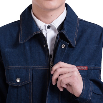 Denim hegesztő overál szett égés elleni védelemmel, őszi-téli munkaruha
