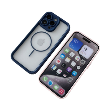Husă dublă magnetică din PC, cu finisaj mat, pentru iPhone 15 Pro Max, albă – protecție anti-cadere