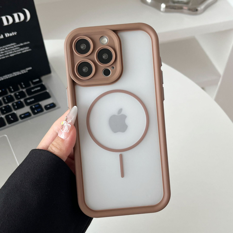 Husă dublă magnetică din PC, cu finisaj mat, pentru iPhone 15 Pro Max, albă – protecție anti-cadere
