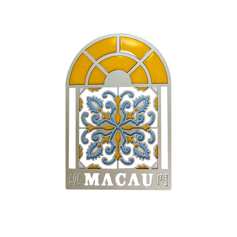 Semn de carte din metal transparent, decupat, cu magnet de frigider, design colorat de fereastră