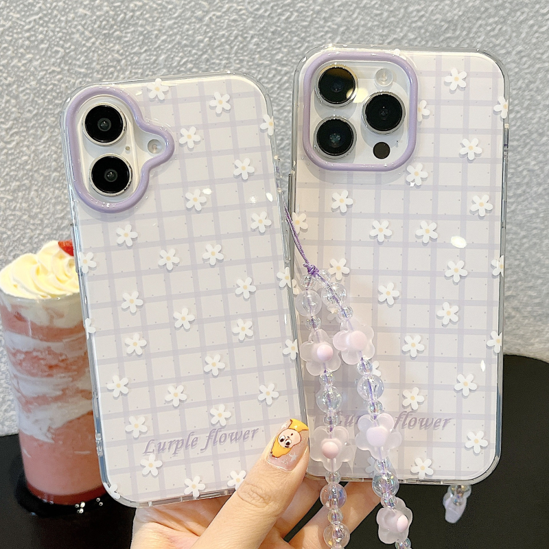 Dvostruka IMD ljubičasta serija s cvjetnim dizajnom – futrola za iPhone 15/16/17 Pro/Max, otporna na padove