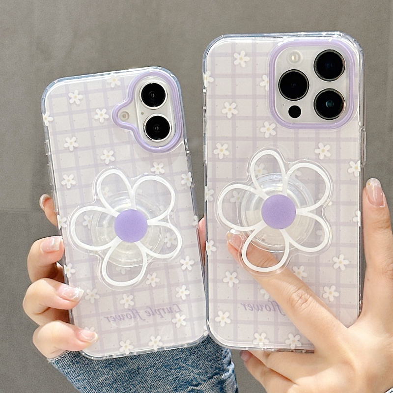 Dvostruka IMD ljubičasta serija s cvjetnim dizajnom – futrola za iPhone 15/16/17 Pro/Max, otporna na padove