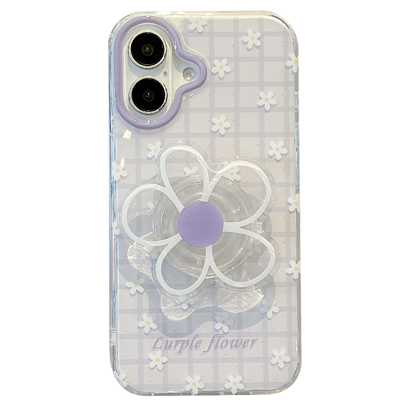 Dvostruka IMD ljubičasta serija s cvjetnim dizajnom – futrola za iPhone 15/16/17 Pro/Max, otporna na padove