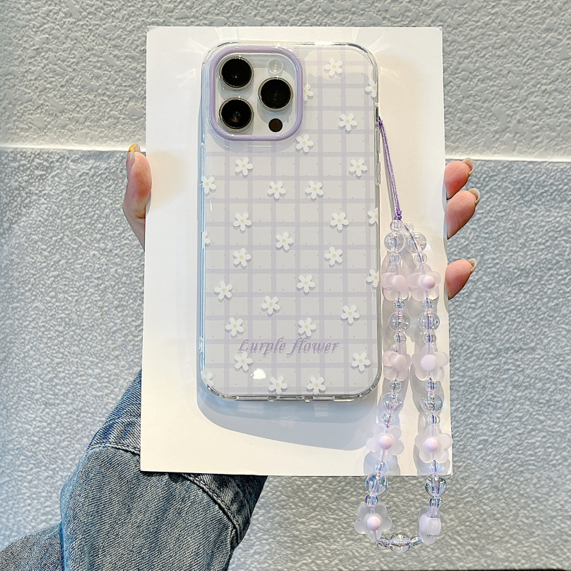 Dvostruka IMD ljubičasta serija s cvjetnim dizajnom – futrola za iPhone 15/16/17 Pro/Max, otporna na padove