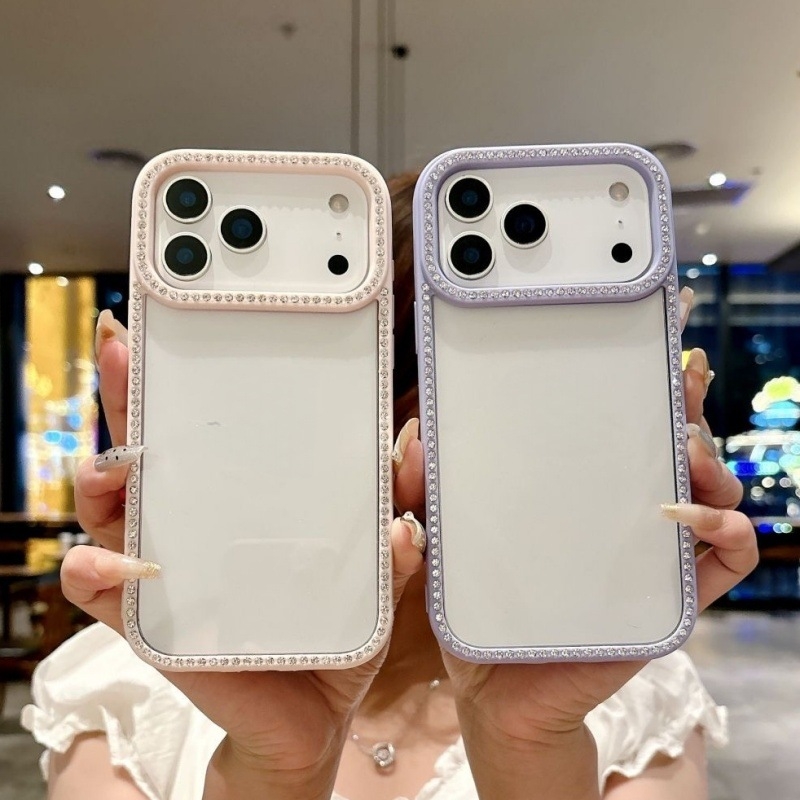 Akrilni kućište s dijamantnim ukrasom uz rub za iPhone 17 Pro Max – prozirno, DIY materijal