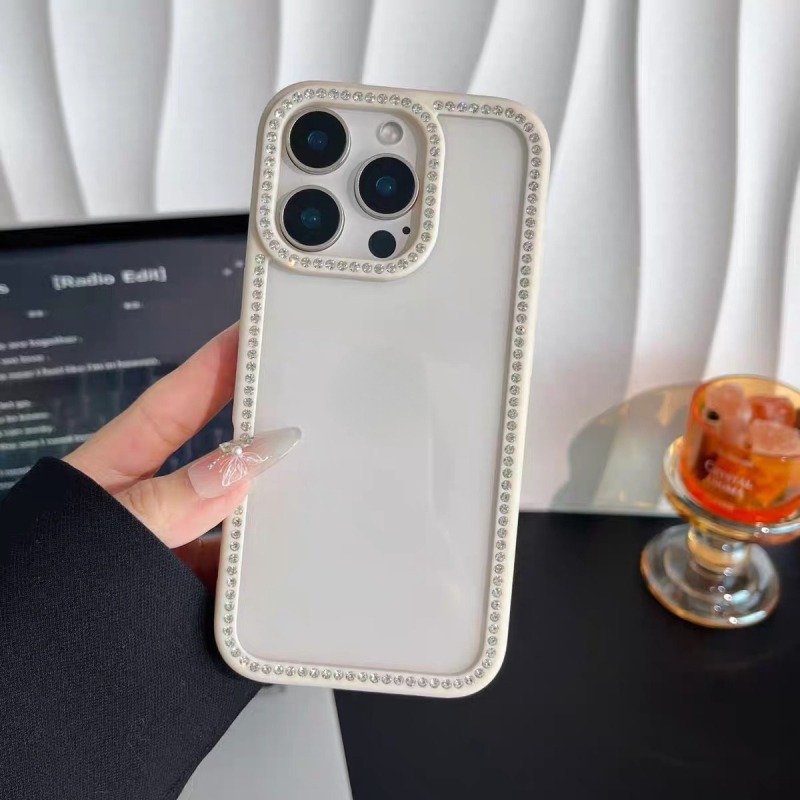 Akrilni kućište s dijamantnim ukrasom uz rub za iPhone 17 Pro Max – prozirno, DIY materijal