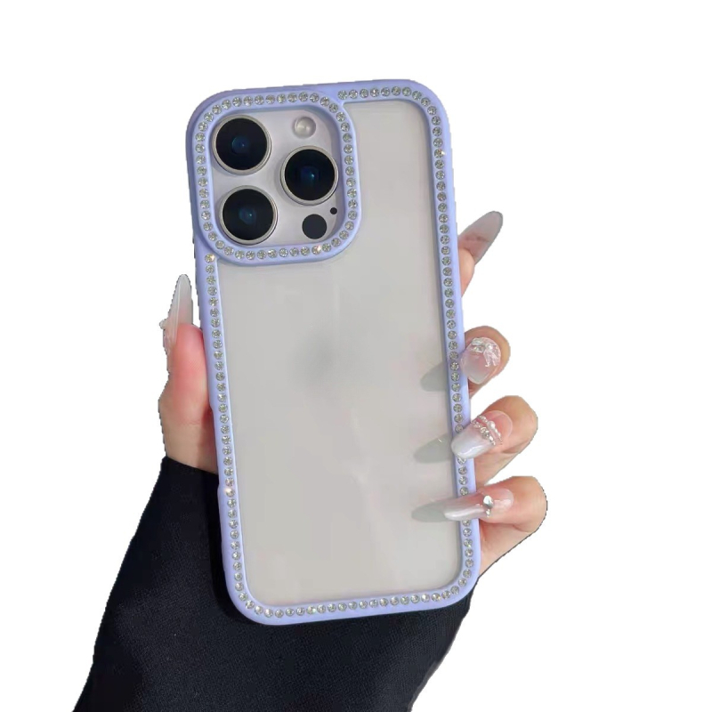 Akrilni kućište s dijamantnim ukrasom uz rub za iPhone 17 Pro Max – prozirno, DIY materijal