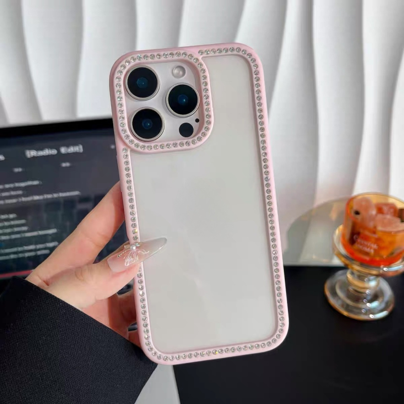 Akrilni kućište s dijamantnim ukrasom uz rub za iPhone 17 Pro Max – prozirno, DIY materijal
