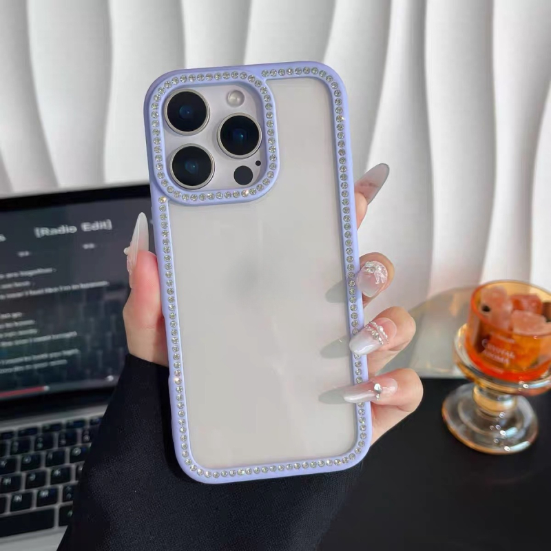Akrilni kućište s dijamantnim ukrasom uz rub za iPhone 17 Pro Max – prozirno, DIY materijal