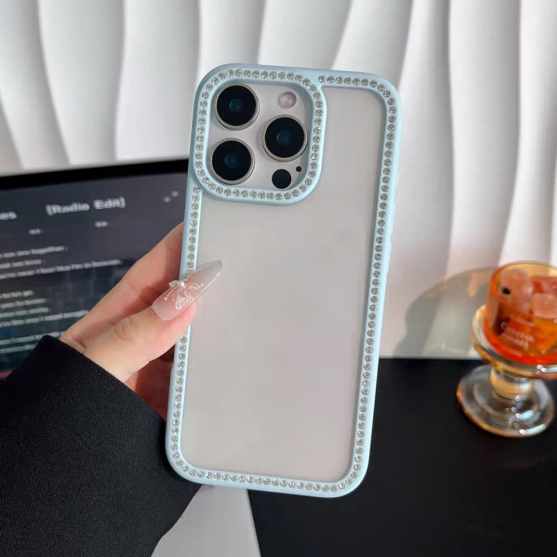 Akrilni kućište s dijamantnim ukrasom uz rub za iPhone 17 Pro Max – prozirno, DIY materijal