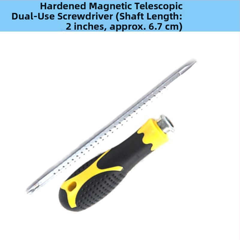 Șurubelniță manuală magnetică cu capete încrucișat și plat, mâner cu masaj și lungime telescopică reglabilă