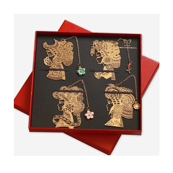 Semn de carte metalic în stil chinezesc, cu design decupat de mască facială, oțel inoxidabil, stil antic
