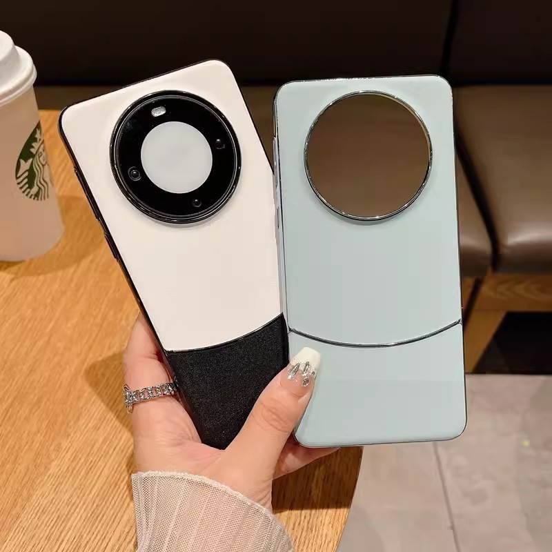Carcasă rigidă din piele electroplată, aspect patchwork, pentru Huawei Mate80Pro și Mate50