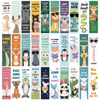 30 Semne de carte cu animale desenate — serie minimalistă pentru jurnal, semne de carte din hârtie pentru DIY