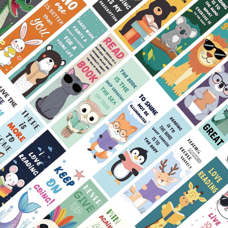 30 Semne de carte cu animale desenate — serie minimalistă pentru jurnal, semne de carte din hârtie pentru DIY
