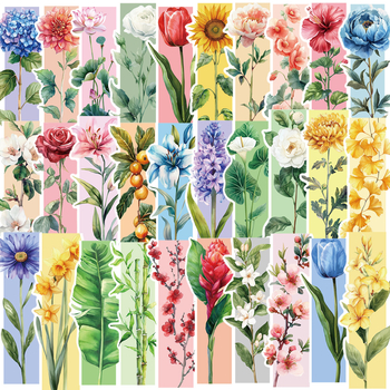 Set de 30 semne de carte în culori de primăvară – design minimalist pentru jurnal și lectură, materiale de hârtie DIY