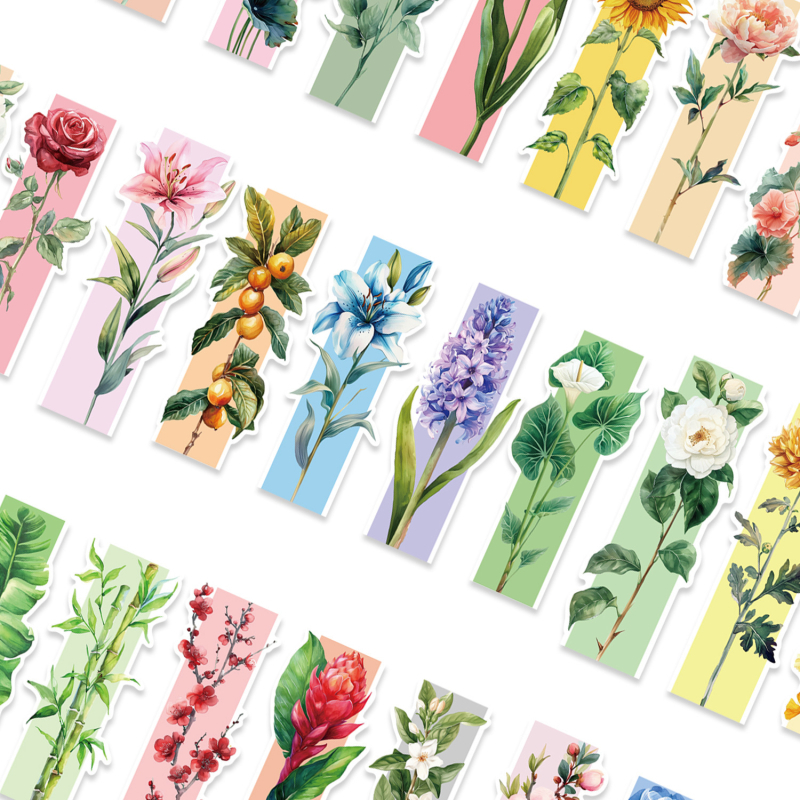 Set de 30 semne de carte în culori de primăvară – design minimalist pentru jurnal și lectură, materiale de hârtie DIY