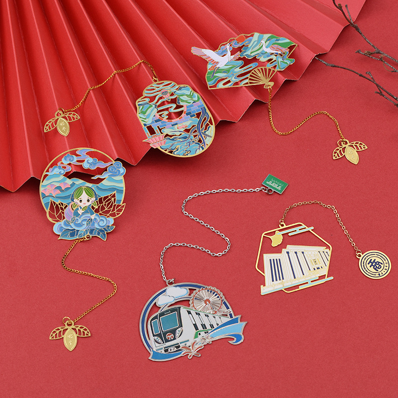 Semn de carte din metal decupat, cu logo personalizat, în stil chinezesc, cadou cultural și creativ pentru absolvire