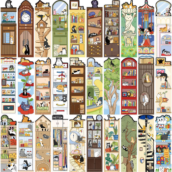 Seria de 30 semne de carte cu viața pisicii – semne de carte din hârtie pentru jurnale, materiale DIY artistice