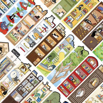 Seria de 30 semne de carte cu viața pisicii – semne de carte din hârtie pentru jurnale, materiale DIY artistice