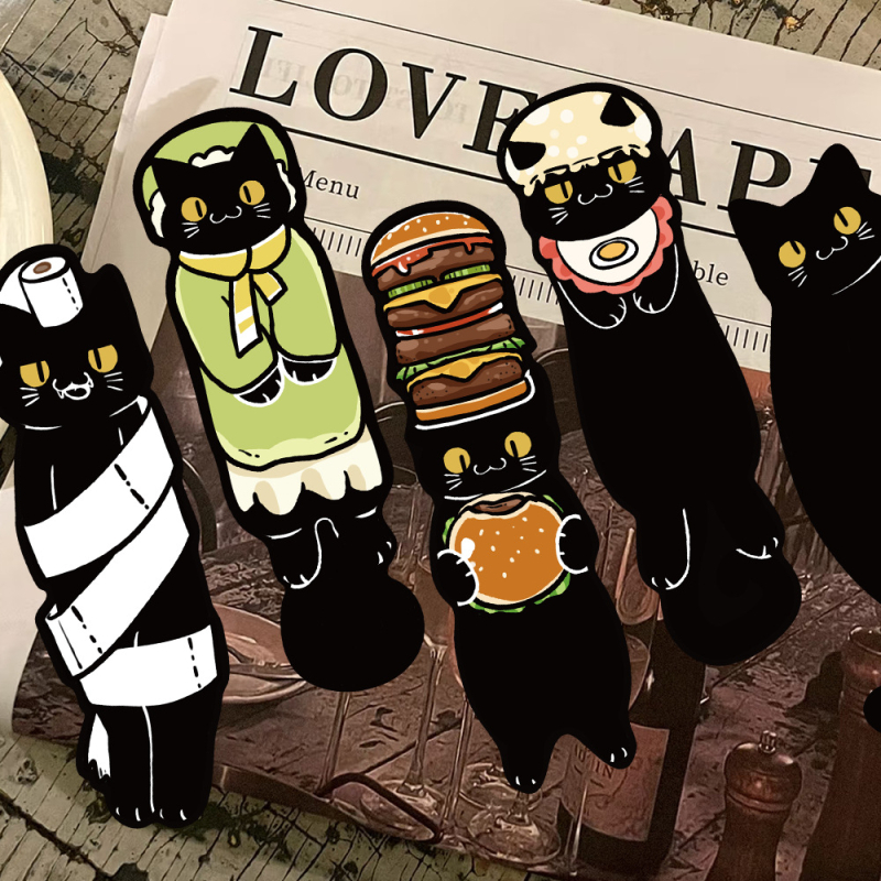 30 de semne de carte cu temă pisică — ilustrații animate creative pentru pagini, marcatoare de citire, semne de carte din hârtie DIY