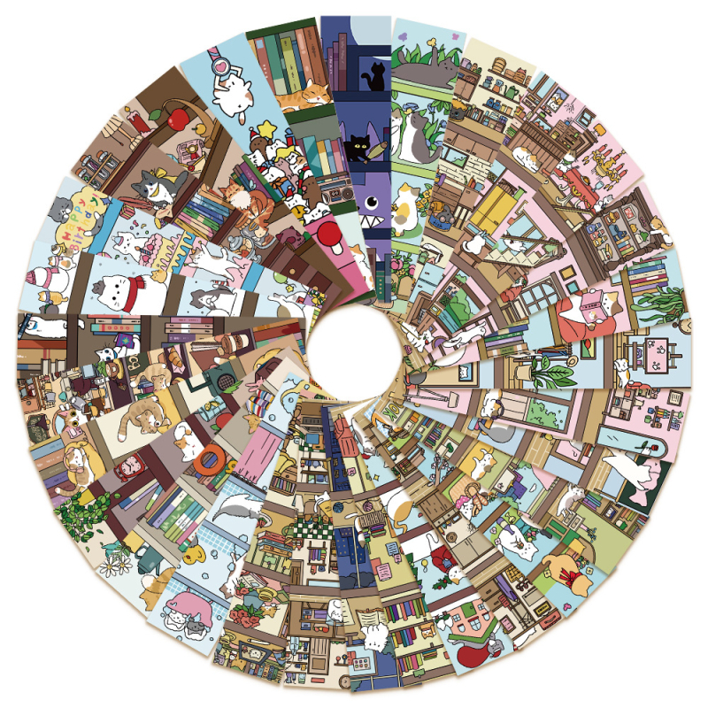 Set de 30 semne de carte cu pisici și raft de cărți – stil desenat drăguț, pentru elevi, decor pentru paginile manualelor, semne de citire