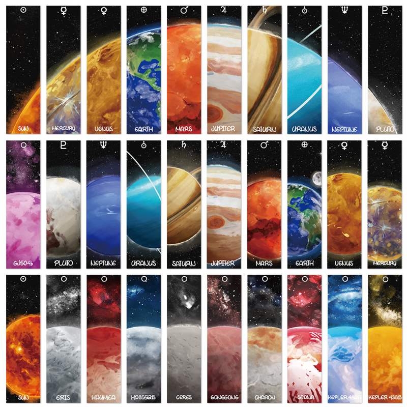 30 semne de carte cu temă planete, drăguțe, din hârtie pentru lectură și adnotări ale elevilor