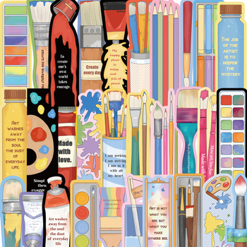 30 pensule de pictură pentru desene animate – serie pentru jurnal simplu, materiale creative pe hârtie, semn de carte DIY