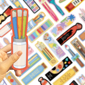 30 pensule de pictură pentru desene animate – serie pentru jurnal simplu, materiale creative pe hârtie, semn de carte DIY
