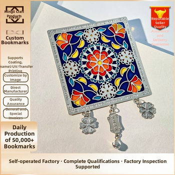 Semn de carte din alamă translucid, cu design decupat, stil antic, desene personalizabile; motive: pavilioane și statui, peisaje și flori, caligrafie și pictură, pești, insecte, păsări și fiare.