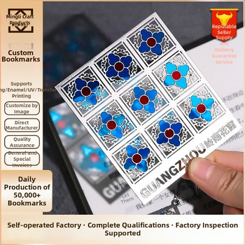 Semn de carte din alamă translucid, cu design decupat, stil antic, desene personalizabile; motive: pavilioane și statui, peisaje și flori, caligrafie și pictură, pești, insecte, păsări și fiare.
