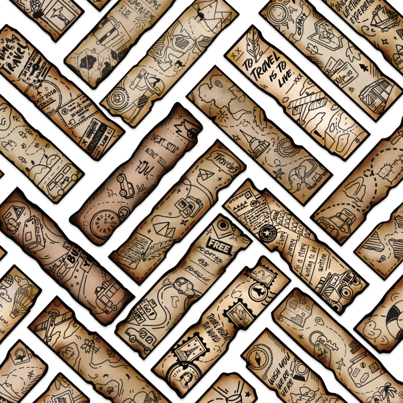 30 semne de carte desene animate în stil retro pentru jurnal de călătorie, din carton pentru lectură și decor simplu