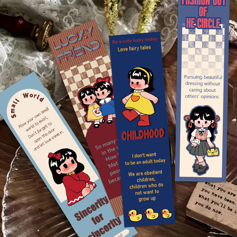 Micro Ink 30 foi cu semne de carte Dole Girl retro, semne de lectură decorative de înaltă calitate pentru planner DIY, semne de carte rafinate